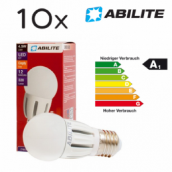 ABILITE LED E27 Warm-Weiß 4,5W Kugel Glühbirne - Matt - 10er Pack