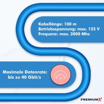 PremiumX 100m CAT 8 Netzwerkkabel Simplex