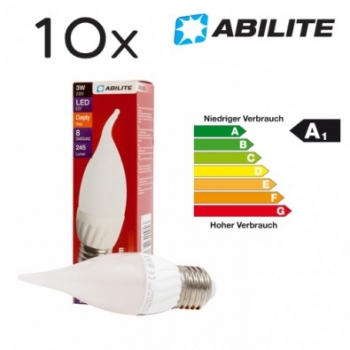 ABILITE LED E27 Warm-Weiß 3W 180 Grad Kerzenlampe - Matt - 10er Pack