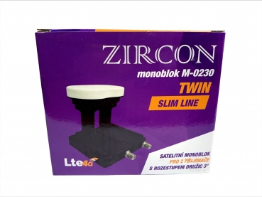 Zircon M-0230 Twin Monoblock LNB 3° Sat für 2 Teilnehmer DVB-S2 UHD 4K
