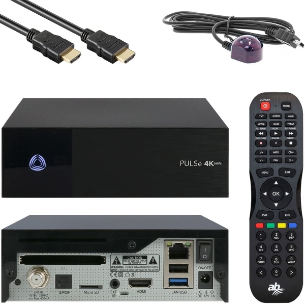 AB PULSe 4K Mini UHD Sat-Receiver 1xDVB-S2X, Linux E2, H.265, CI, LAN, schwarz Open ATV