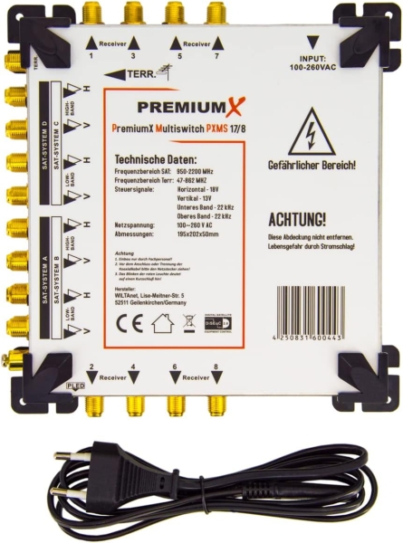 PremiumX PXMS 17/8 Multischalter mit Netzteil