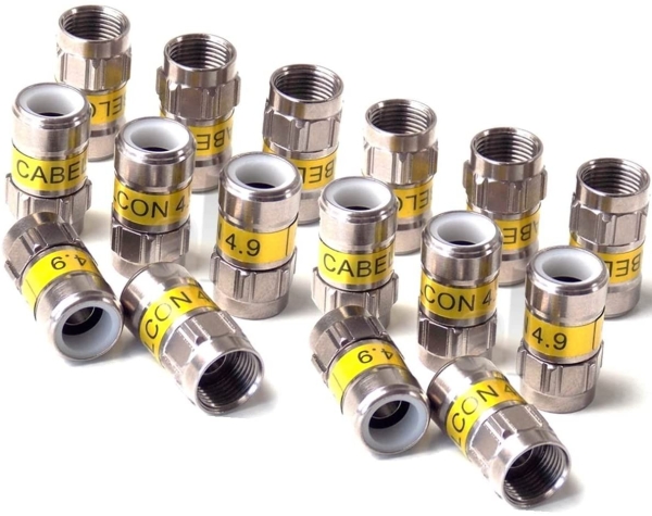 16 Stück Cabelcon F-56 4.9 Self Install F-Kompressionsstecker gelb RG6 / 7 mm