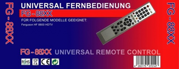 Ersatz Fernbedinung für Ferguson 8800 HDTV FG-88X