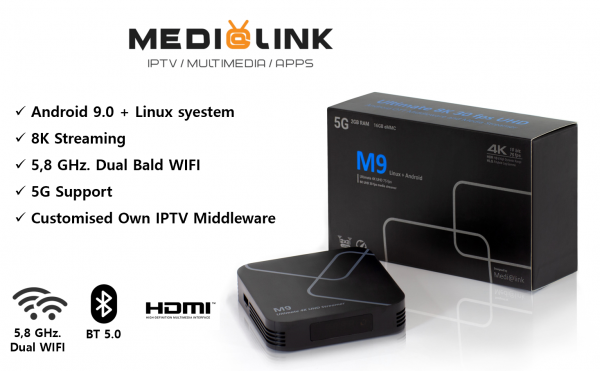 Medialink M9 Ultra 8K Streamer Linux + Android 9.0 + Multimedia
