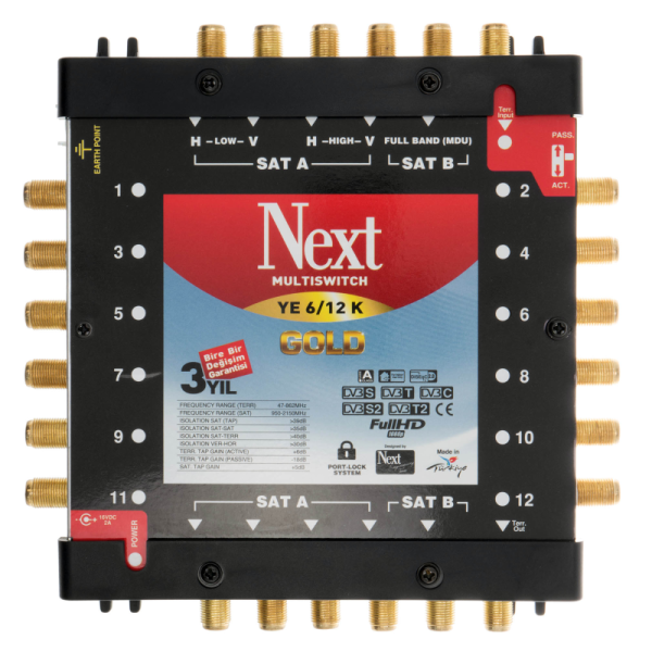 Next YE 6/12S Gold Multischalter mit MDU5 LNB-Anschluss für Digitürk