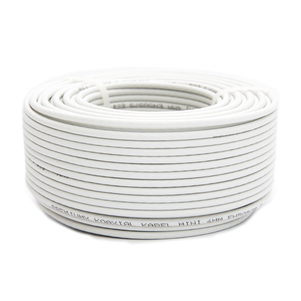 PremiumX 100m Mini Koaxial Sat Kabel 4mm extra dünn Weiß Koax Antennenkabel 2-fach geschirmt für Sat | Kabel | DVB-T – UltraHD 4K